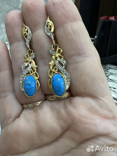Комплект кольцо и серьги