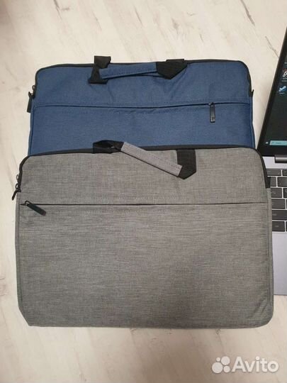 Новая сумка для ноутбука серая/синяя