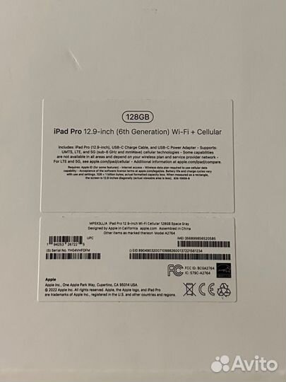 iPad Pro 12.9 128gb, cellular(сим) 6gen