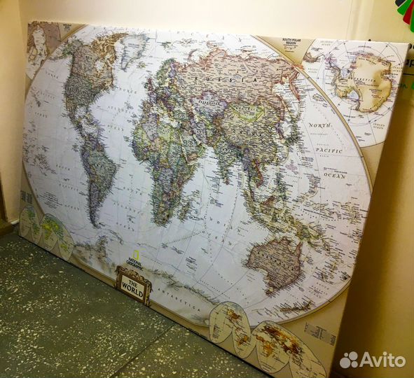 Карта мира на холсте