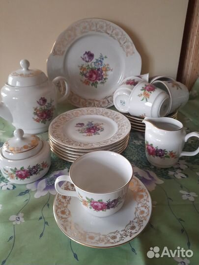Чайный сервиз Мейсенский букет Богемия Чехосл-кия