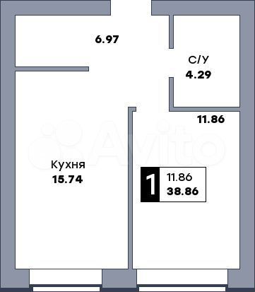 1-к. квартира, 38,9 м², 4/10 эт.