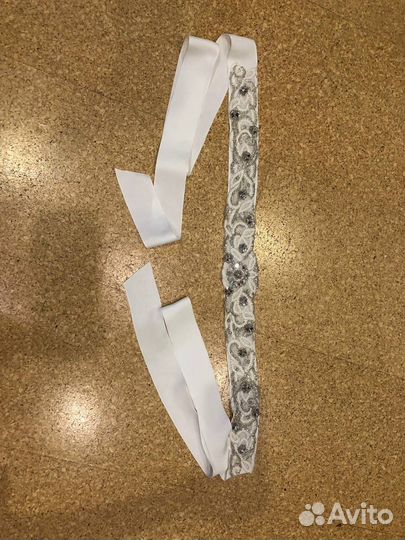 Пояс, расшитый бисером для свадебного платья