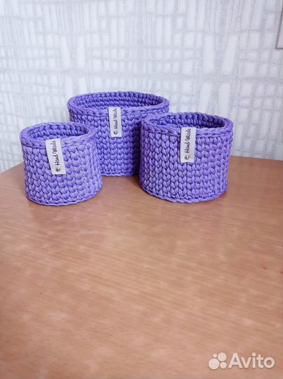 Вязаные корзинки для хранения