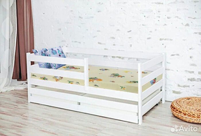 Кроватка софа эко берёза для малыша высокий борт