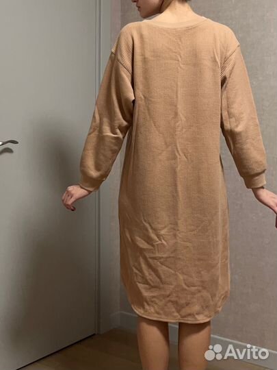 Uniqlo платье вафельное персиковое