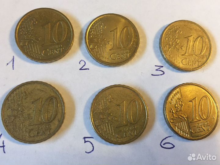 Монеты 10 евроценты