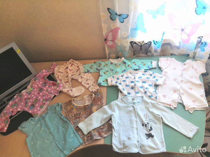Вещи+полотенце на девочку 0-1года