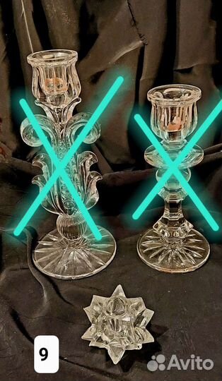 Подсвечники хрустальные, фарфоровые, металл