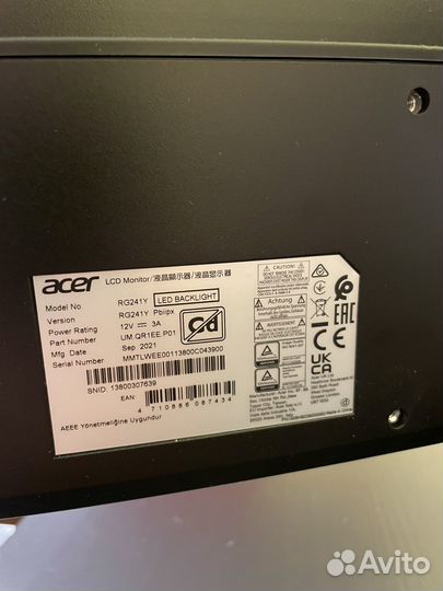 Игровой монитор Acer RG241Y 24 дюйма 165 герц