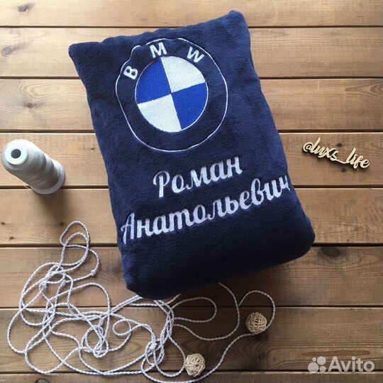 Халат темно-синий с вышивкой на спине логотип BMW