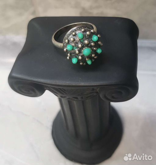 Кольцо&серьги, серебро 925, с бирюзой