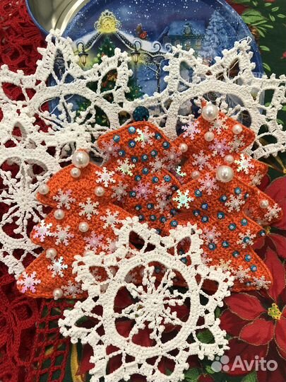 Набор вязаных елочных игрушек