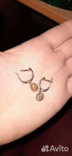 Серьги серебро 925пробы, золочение