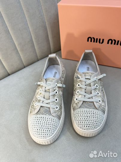 Кеды miu miu бежевые