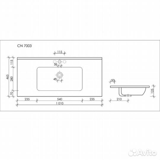 Раковина ceramicanova element 102 см