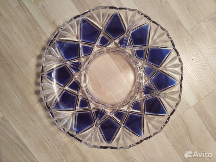 Менажница Блюдо Германия 32 см синее стекло