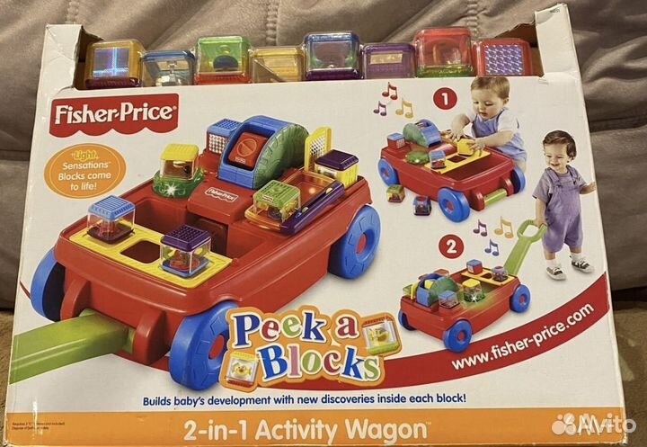 Тележка с сенсорными кубиками fisher price