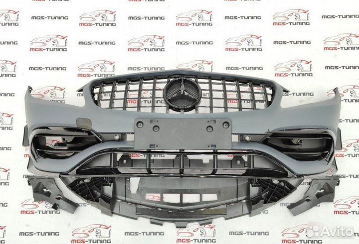 Передний бампер A45 AMG A-class W176 рест GT black