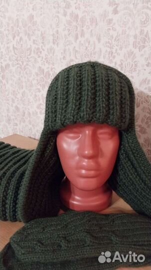 Шапка ушанка, шарфик и варежки