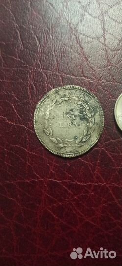 Серебряная монета Италия 1806 г 1 лир NGC, MS62