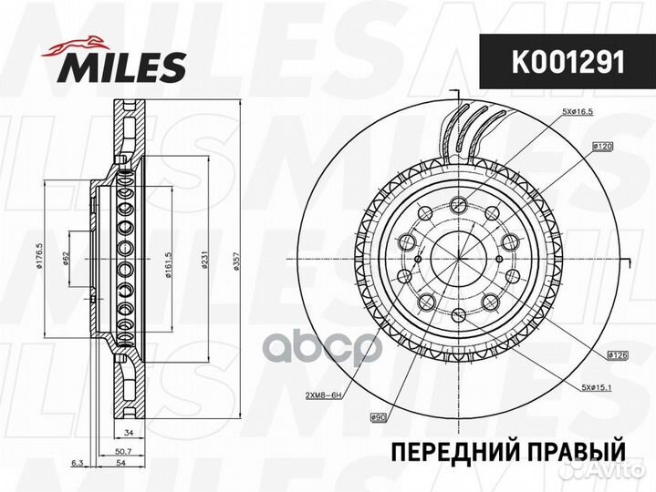 Диск тормозной передний правый вентилируемый