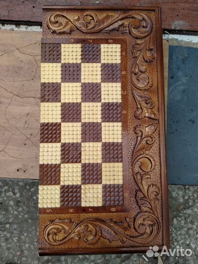 Шахматы нарды шашки 3 в 1 ручной работы