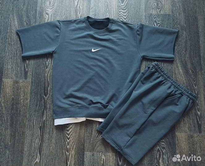 Спортивный костюм Nike футболка и шорты графитовый