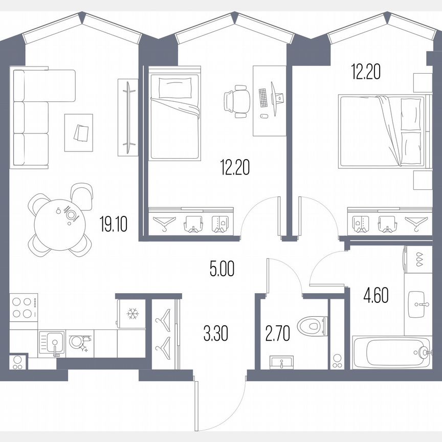 2-к. квартира, 59,1 м², 24/34 эт.