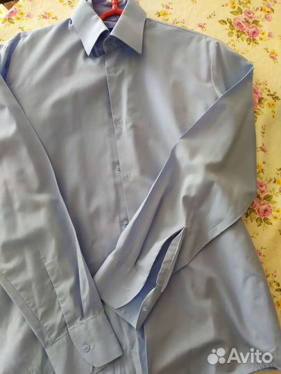 Рубашка голубая школьная, 7-8 класс