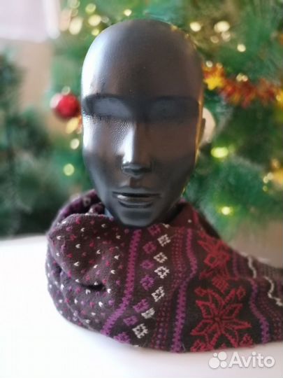 Зимний вязанный шарф с флисом