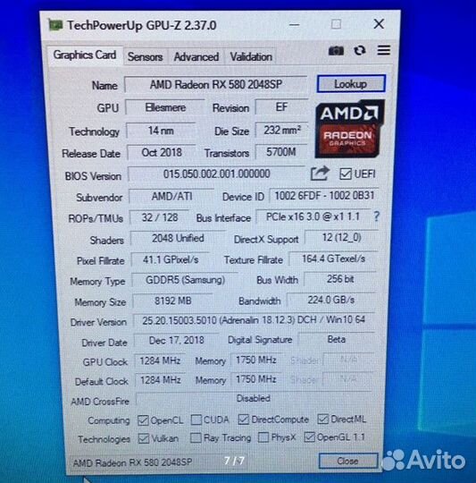 Видеокарта szmz AMD RX580 8GB DDR4 Новая
