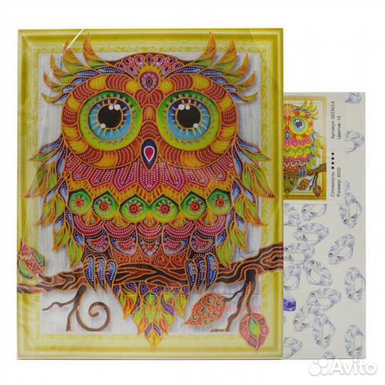 Алмазная мозаика 40x50 Серая сова в ветвях дерева