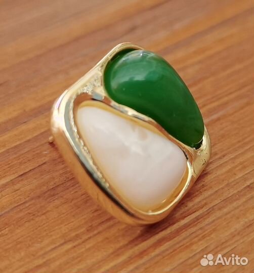 Серьги Геометрия Смола зелёный+белый