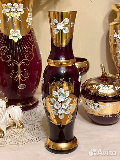 Богемия. Ваза для цветов 30 см. Винтаж