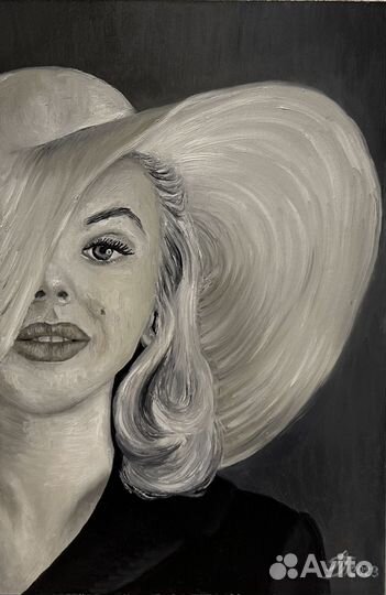Мэрилин Монро картина маслом на оргалите 20/30