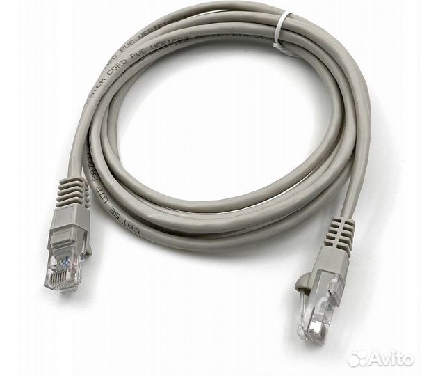 Патч-корд Buro UTP cat5E 4 пары 2м, серый (UTP-5E