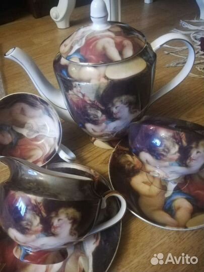 Фарфор Чашки Тортовницы с лопатками Чайник