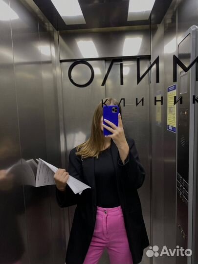 Джинсы розовые М