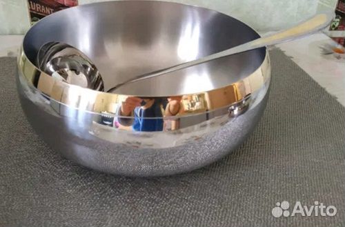 Новая чаша 3 л стальная с золотым декором Цептер