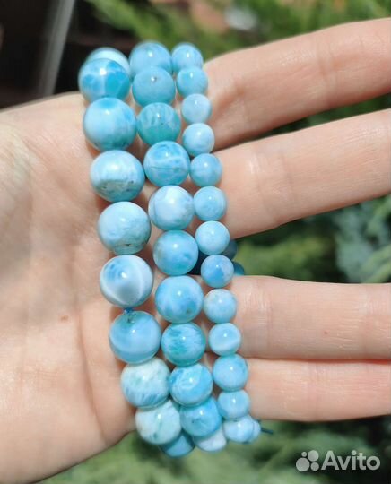 Ларимар натуральный 6 мм, 8 мм, 10 мм