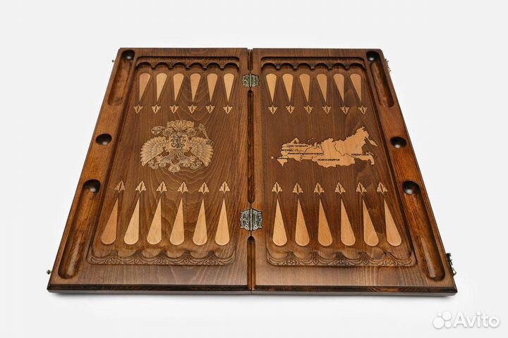 Нарды карта и герб РФ ручной работы