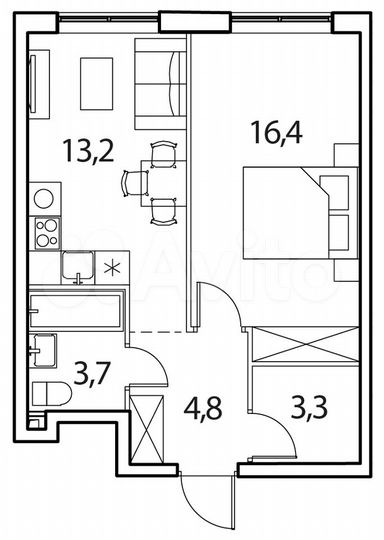 1-к. квартира, 41,2 м², 15/17 эт.