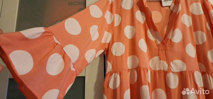 Новое Платье Горошек р.50-54 Италия Розовый