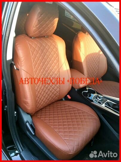 Чехлы Mitsubishi ASX из экокожи коричневые Ромб