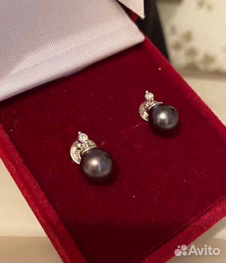 Серьги из белого золота 750 с жемчугом