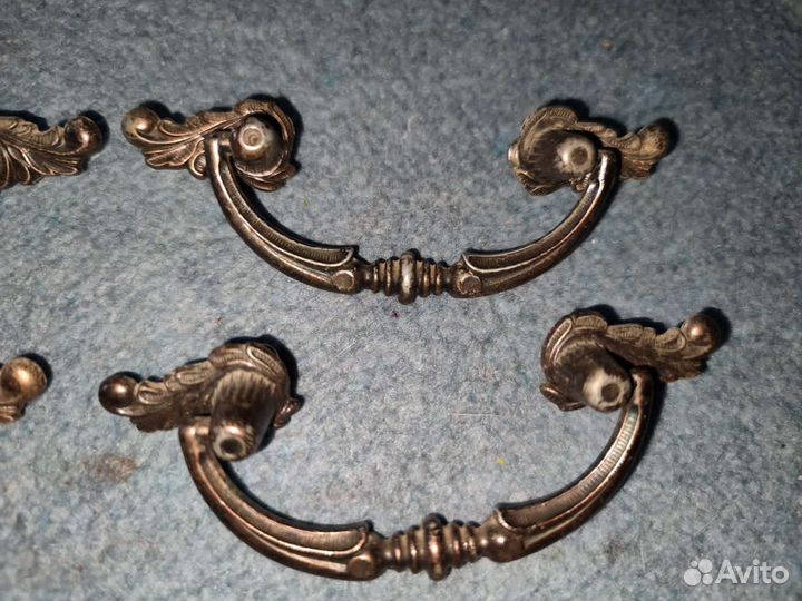 Ручка скоба 6 шт с креплениями винтаж бронза