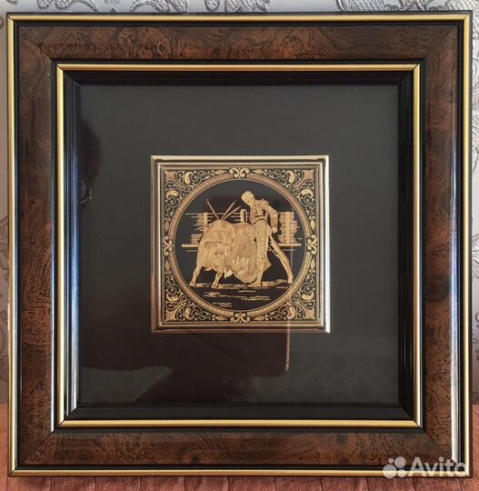 Чеканка Толедо золото дамаскин в рамке