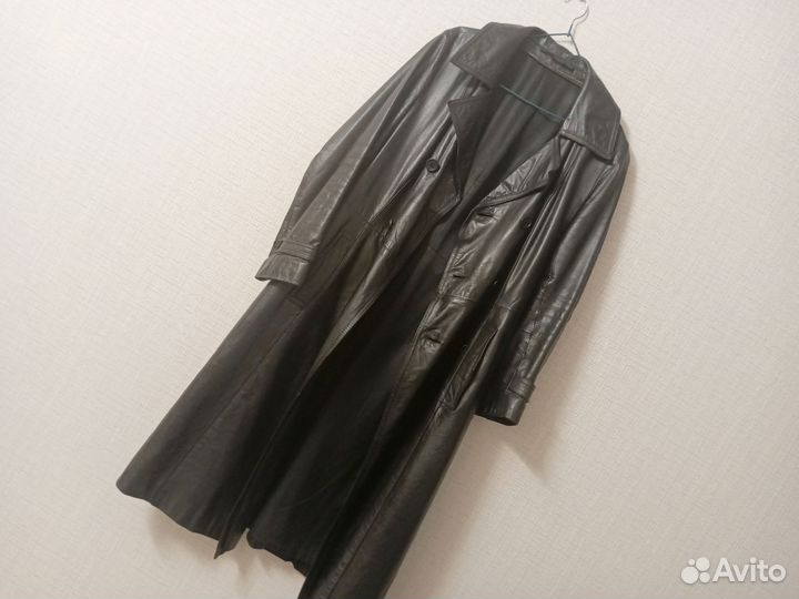 Кожаный плащ женский натуральная кожа винтаж
