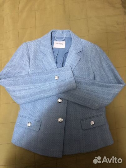 Твидовый пиджак женский 42-44 Orsay голубого цвета